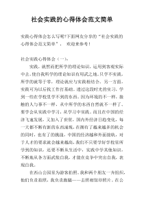 社会实践的心得体会范文简单