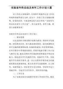 实验室年终总结及来年工作计划5篇