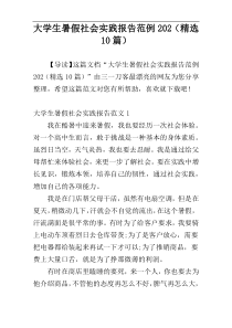 大学生暑假社会实践报告范例202（精选10篇）