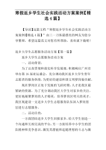 寒假返乡学生社会实践活动方案案例【精选4篇】