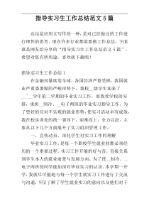 指导实习生工作总结范文5篇