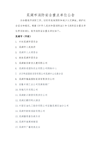 芜湖市消防安全重点单位公告