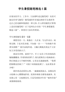 学生暑假随笔精选5篇