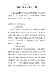 远程工作总结范文4篇