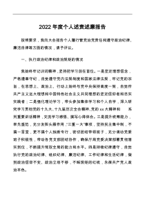 2022年度个人述责述廉报告