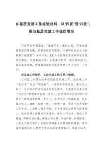 乡基层党建工作经验材料以四抓促四化推动基层党建工作提质增效
