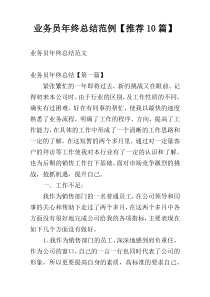 业务员年终总结范例【推荐10篇】
