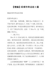 【精编】经理年终总结3篇