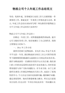 物流公司个人年底工作总结范文