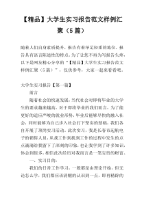 【精品】大学生实习报告范文样例汇聚（5篇）