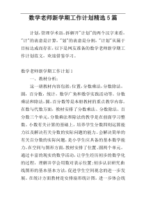 数学老师新学期工作计划精选5篇