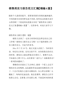 销售类实习报告范文汇集【精编4篇】