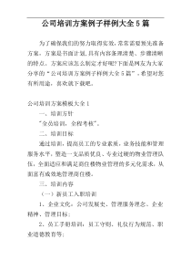 公司培训方案例子样例大全5篇