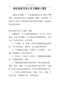 保证承诺书怎么写【最新5篇】