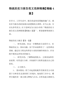 物流的实习报告范文范例锦集【精编4篇】