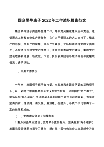 国企领导班子2022年工作述职报告