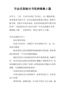开会迟到检讨书范例锦集5篇