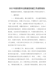 2022年度党委书记抓基层党建工作述职报告