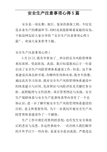 安全生产注意事项心得5篇