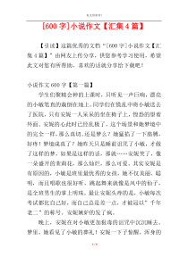 [600字]小说作文【汇集4篇】
