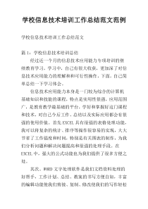 学校信息技术培训工作总结范文范例