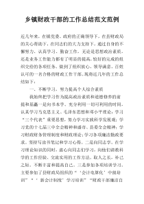 乡镇财政干部的工作总结范文范例