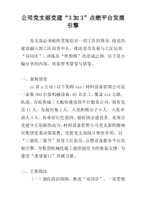 公司党支部党建“3加3”点燃平台发展引擎