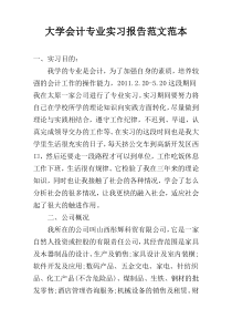 大学会计专业实习报告范文范本