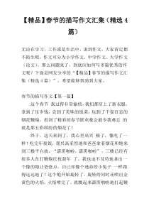 【精品】春节的描写作文汇集（精选4篇）