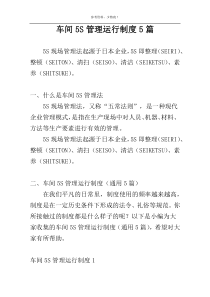 车间5S管理运行制度5篇