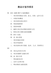 商业计划书项目