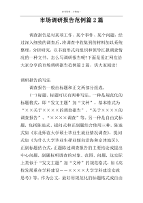 市场调研报告范例篇2篇