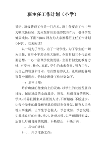 班主任工作计划（小学）