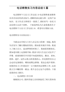 电话销售实习内容总结5篇
