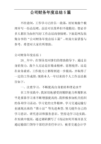 公司财务年度总结5篇