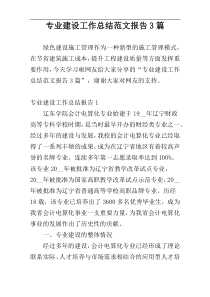专业建设工作总结范文报告3篇