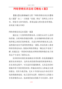 网络营销实训总结【精选4篇】