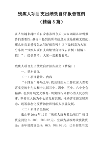 残疾人项目支出绩效自评报告范例（精编5篇）