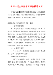组织生活会召开情况报告精选4篇
