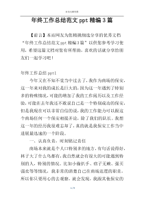 年终工作总结范文ppt精编3篇
