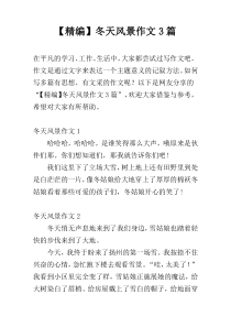 【精编】冬天风景作文3篇