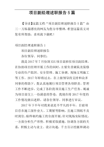 项目副经理述职报告5篇