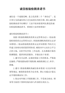 诚信检验检测承诺书