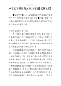 中专实习报告范文2022年度【汇编4篇】