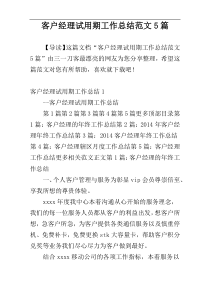 客户经理试用期工作总结范文5篇