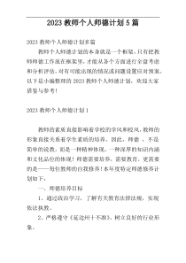 2023教师个人师德计划5篇