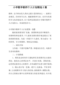 小学数学教师个人计划精选5篇