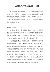 护士实习生的工作总结范文5篇