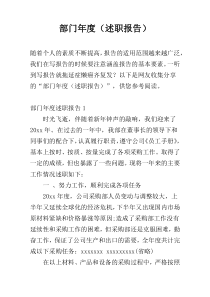 部门年度（述职报告）