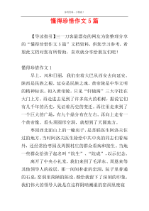懂得珍惜作文5篇